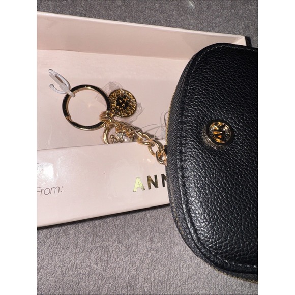 Anne Klein AK Curved Black Logo Card Case Wallet - Picture 3 of 4